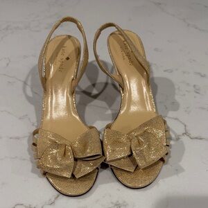 Kate Spade Glittering Gold Heels with Bow